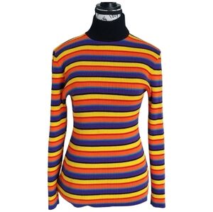90s Le Château vibrant stripped turtle neck sweater top